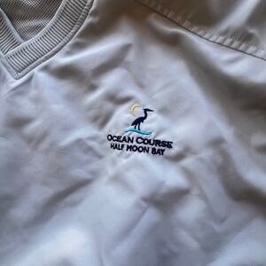 Half Moon Bay Mens Golf Windshirt Pullover XL Beige Ocean Course V-Neck
